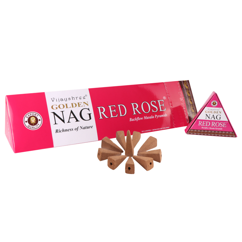 GOLDEN NAG Scented Cones - Flowing Smoke - Red Rose