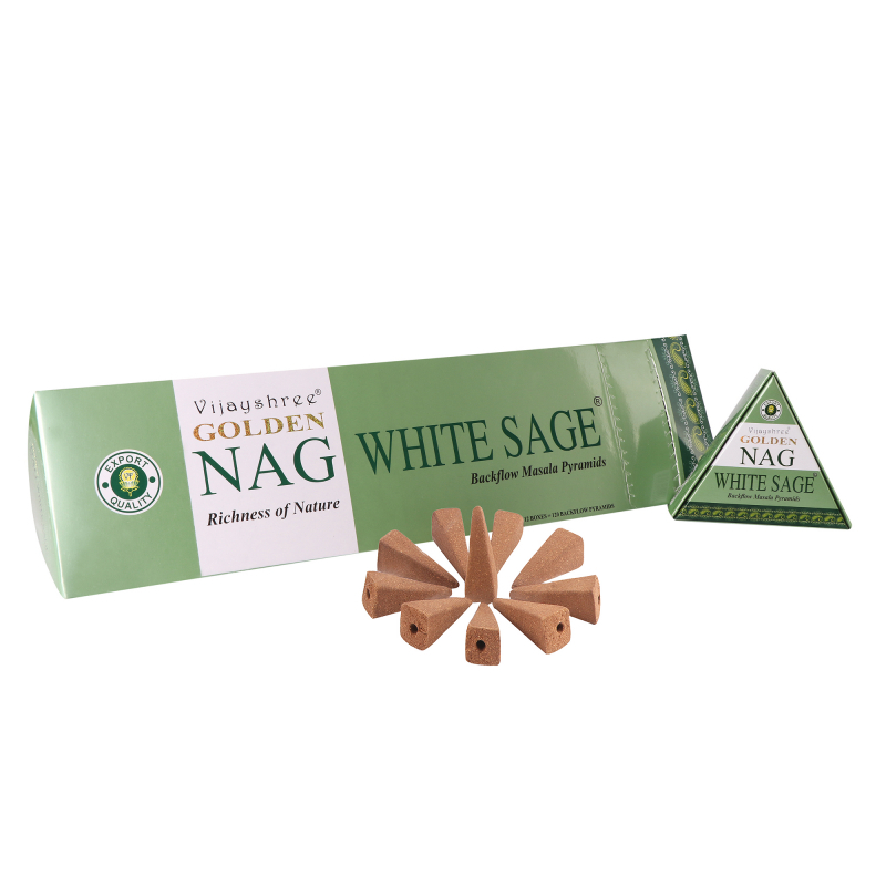 GOLDEN NAG Scented Cones - Flowing Smoke - White Sage