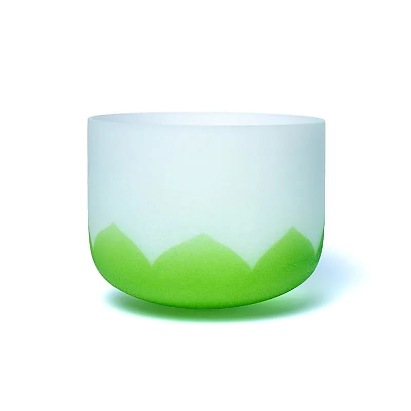 Green Crystal Singing Bowl Lotus - Chakra 4 - 20cm, F-tone, 432Hz