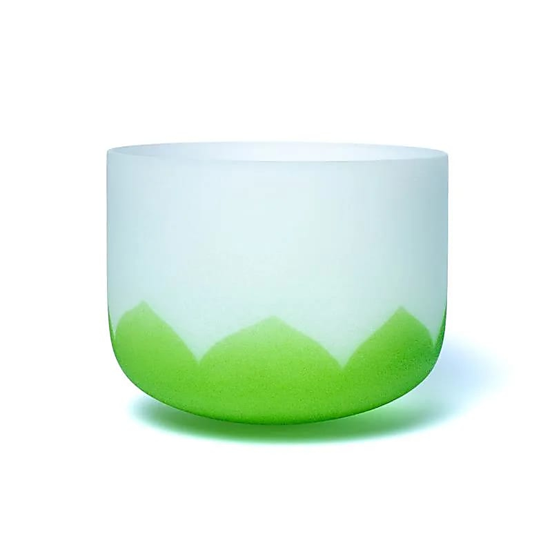 Green Crystal Singing Bowl Lotus - Chakra 4 - 30cm, F-tone, 432Hz