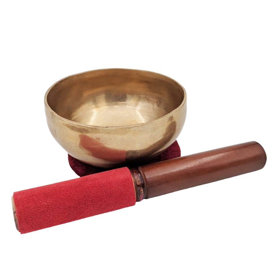 Hand-hammered Tibetan Singing Bowl 300-375g, 10-10.5cm with Mallet and Cushion, Mantrika