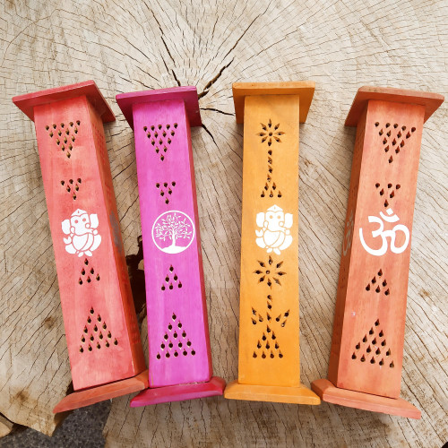 High wooden stand for 4x incense sticks and cone