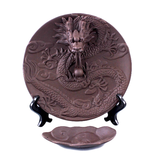 Incense Cone Holder with Flowing Smoke - Dragon Plate