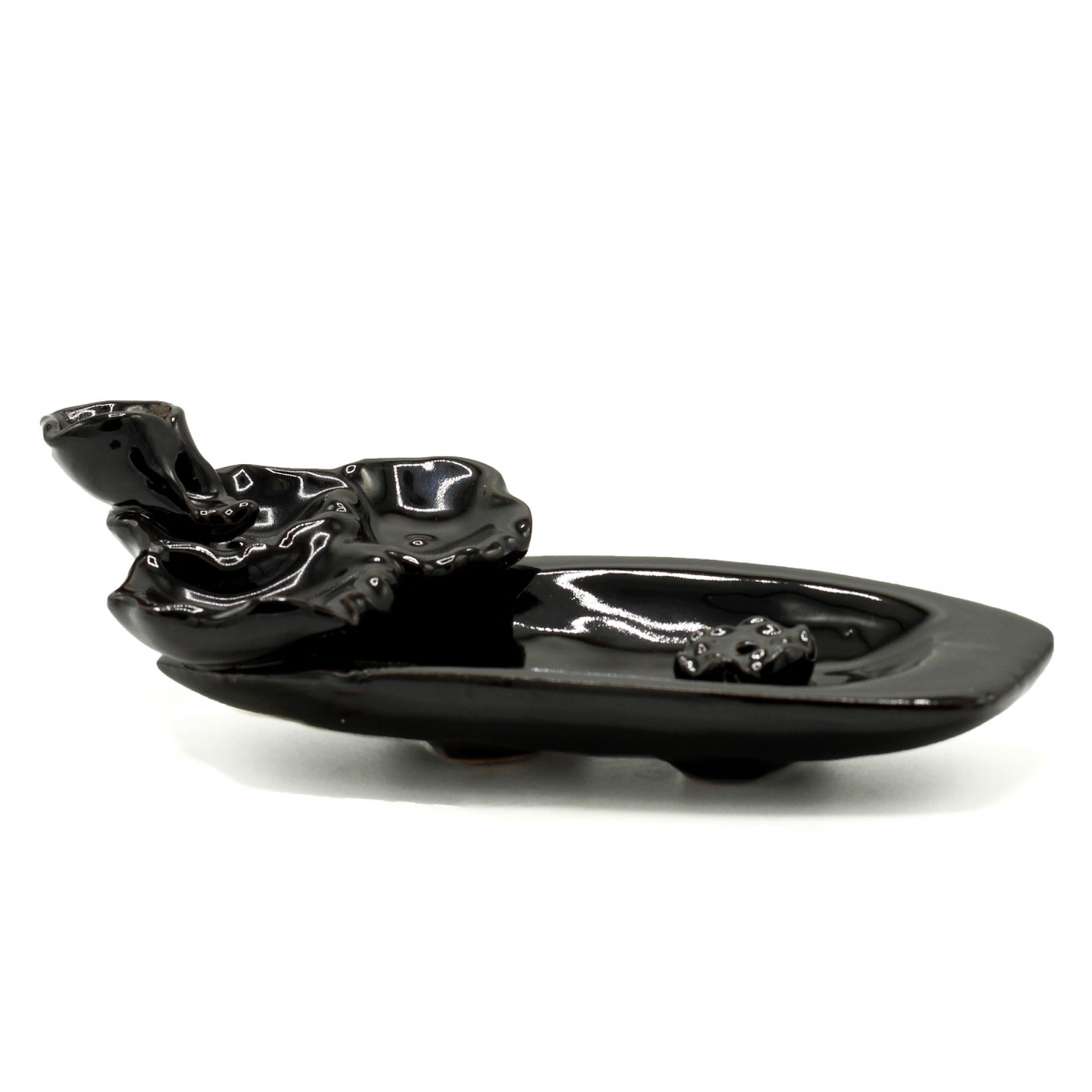 Incense Cone Holder with Flowing Smoke - Lotus Pond Design with Stick Stand
