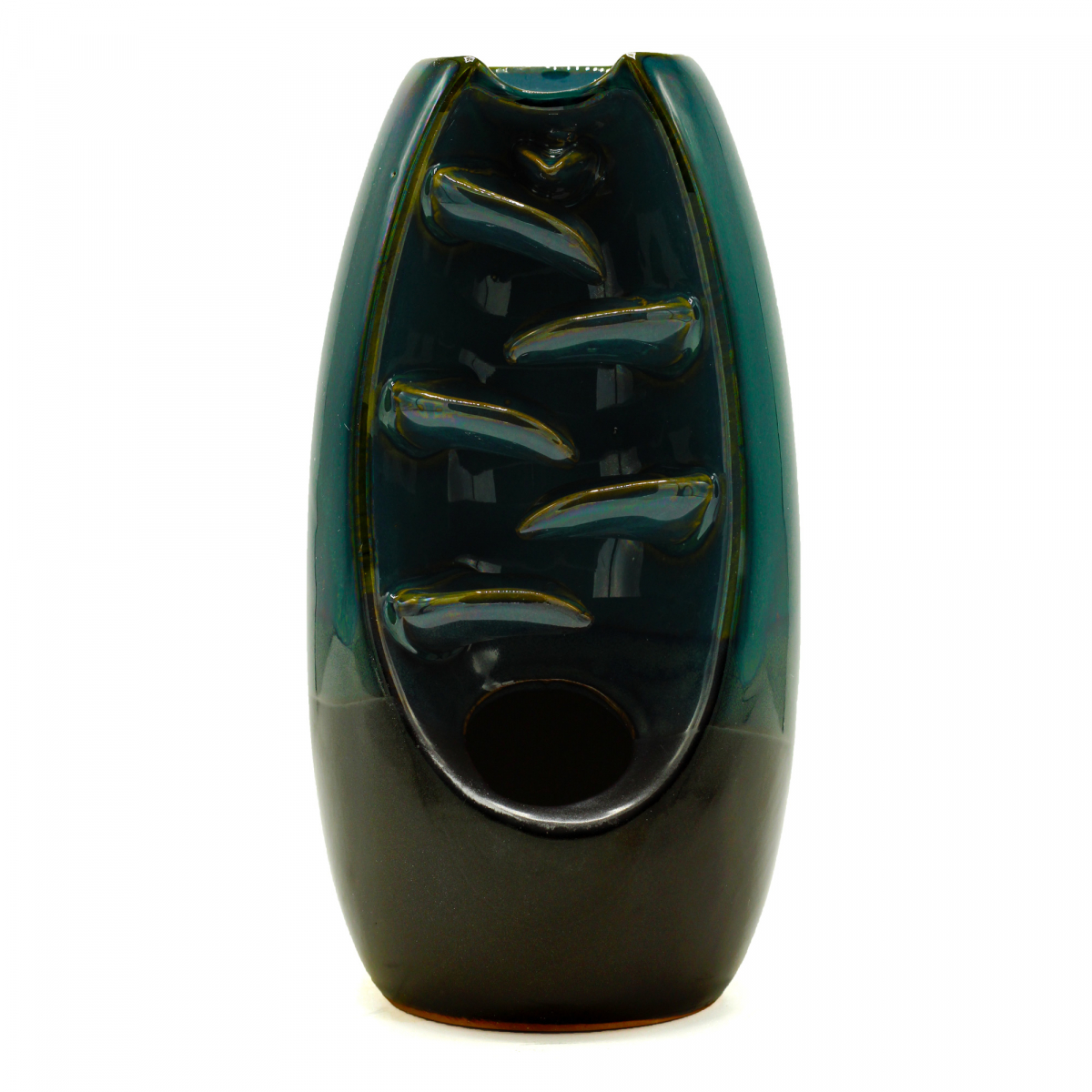 Incense Cone Holder with Flowing Smoke - Serene Oval Cascade