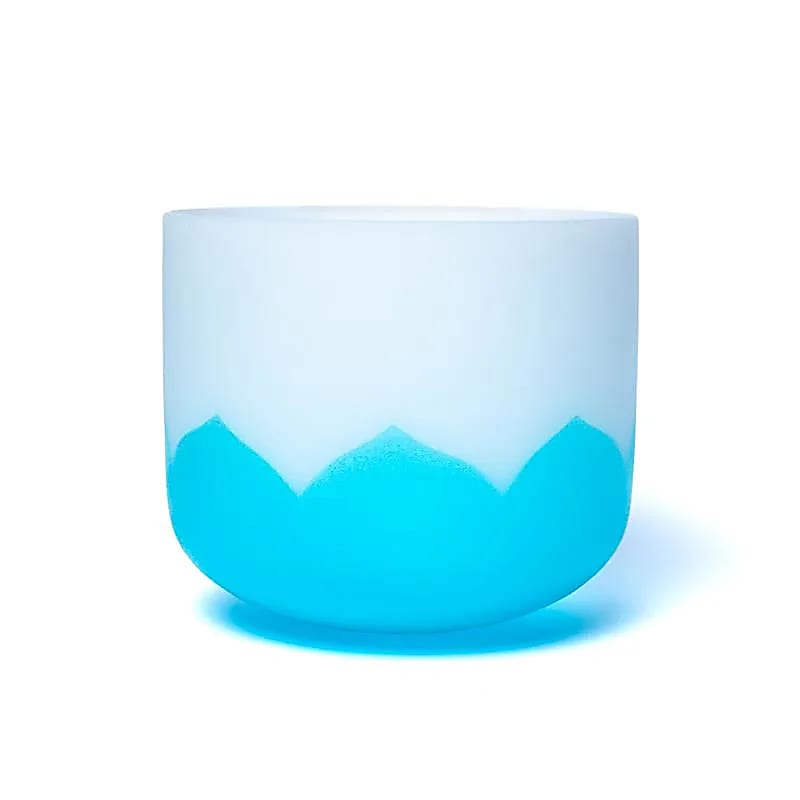 Light Blue Crystal Singing Bowl Lotus - Chakra 5 - 20cm, G-tone, 432Hz