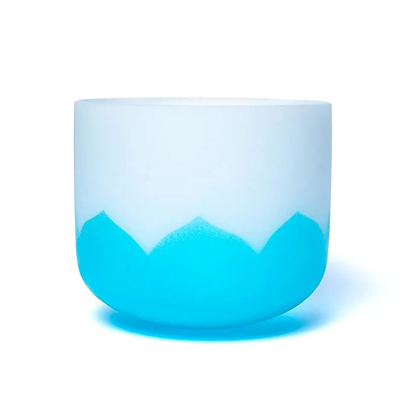 Light Blue Crystal Singing Bowl Lotus - Chakra 5 - 30cm, G-tone, 432Hz