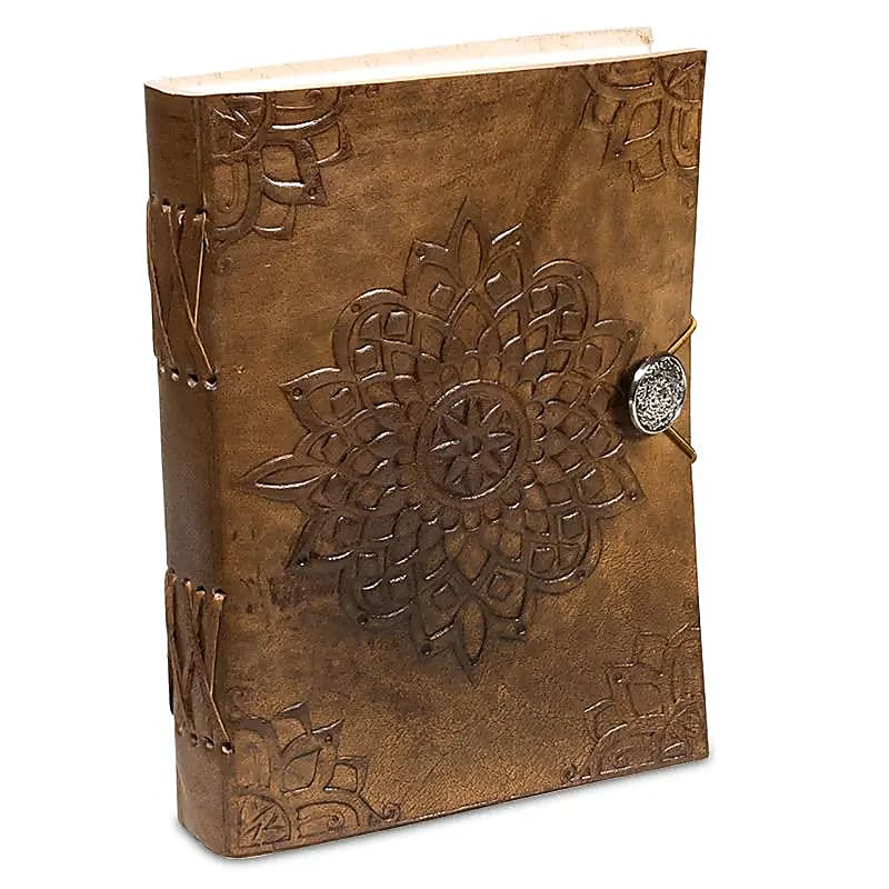 Mandala Notebook - PU leather, string closure (12.5 × 17.5 × 3 cm)