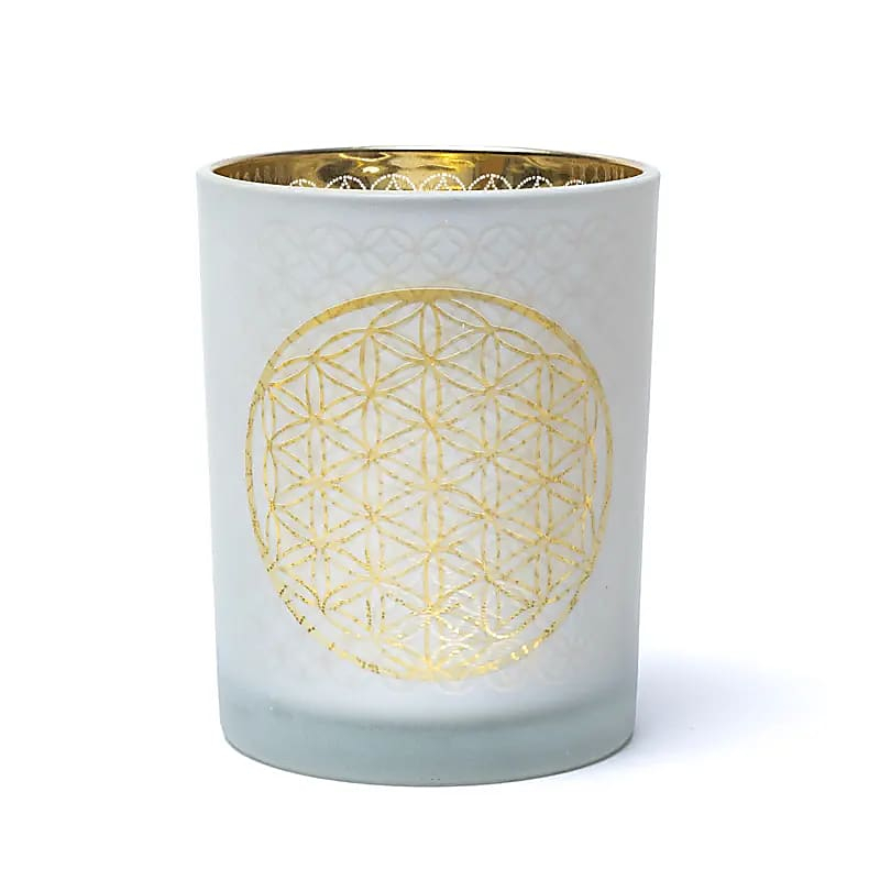 Matte/Metallic Candle Holder - Flower of Life (10x12.5cm)