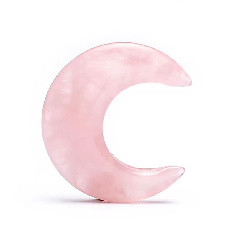 Moon-shaped Rose Quartz Gemstone
