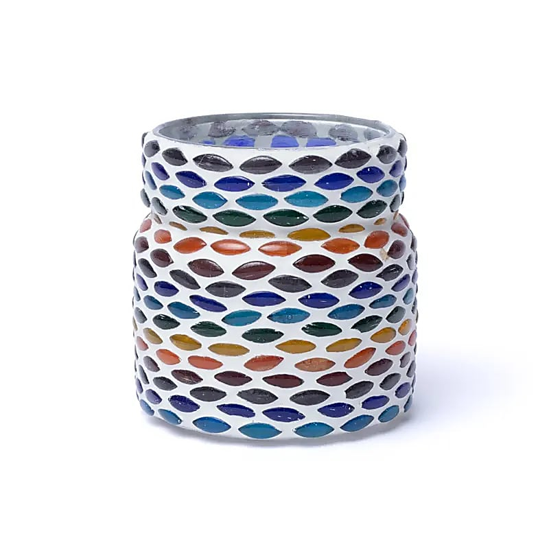 Mosaic Candle Holder - Checkerboard Colors, 8cm