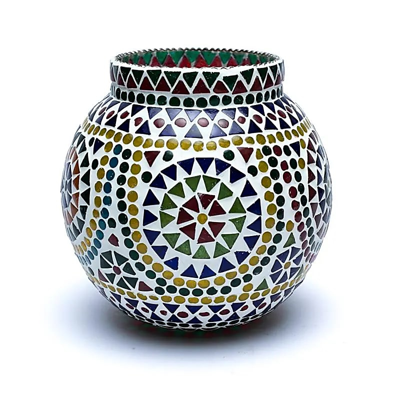 Mosaic Candle Holder - Colorful, 18 cm