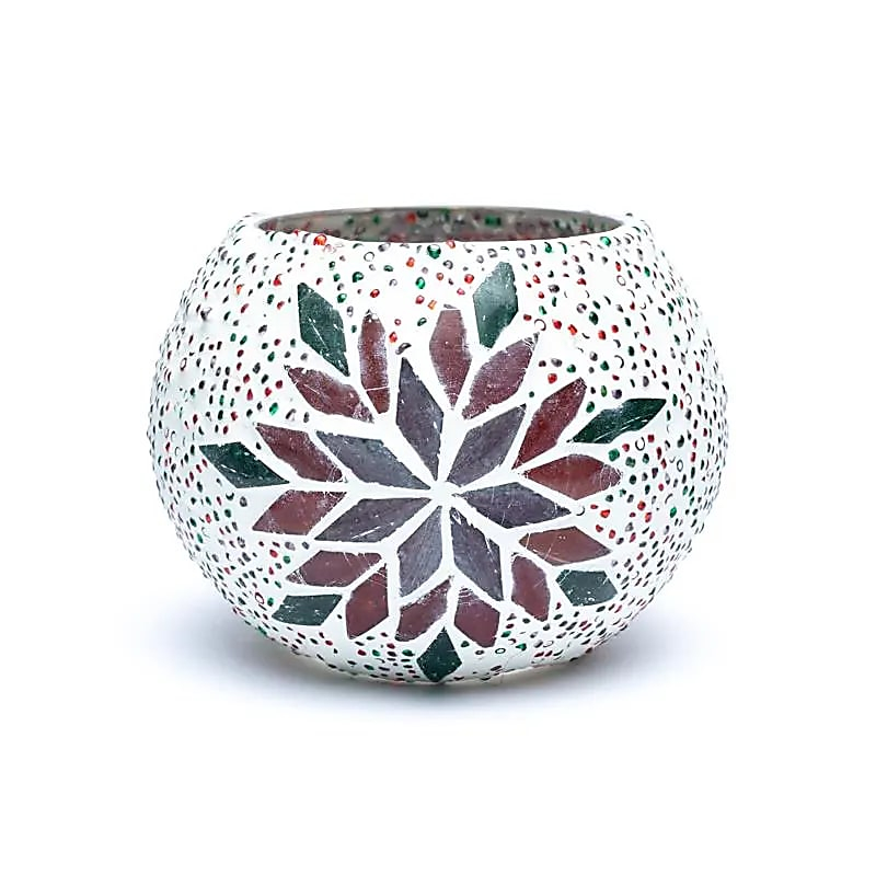 Mozaika Candle Holder - Colorful Leaf, 7.5 cm
