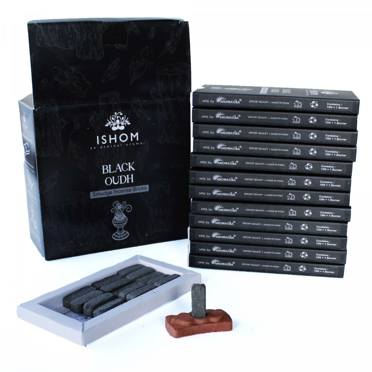 Natural Scented Bricks - Black Wood, 15pcs