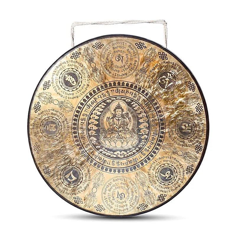 Nepalese Chenrezig Gong 60 cm – Carved Meditation Gong (9.5 kg)