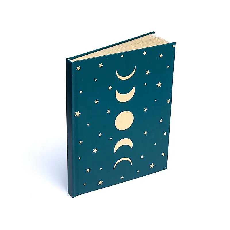 Notebook - Blue with Moon Phases and Stars (15 × 21 cm)