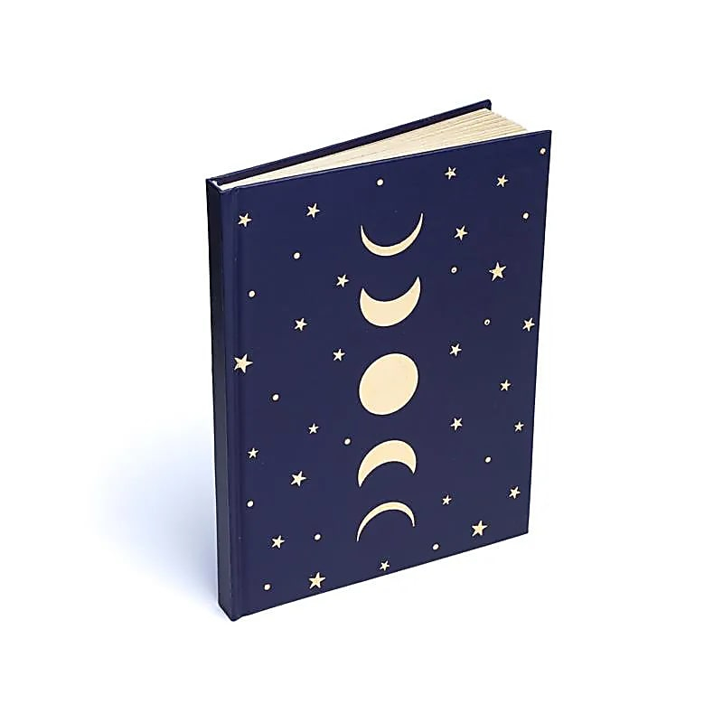 Notebook - dark blue with moon phases and stars (15 × 21 cm)