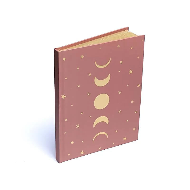 Notebook - vintage pink with phases of the Moon and stars (15 × 21 cm)