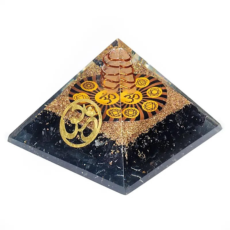 Orgonite Chakra Pyramid – Black Tourmaline with Om Symbol