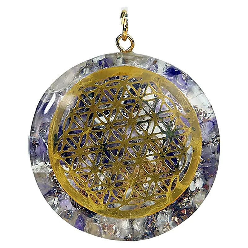 Orgonite Pendant Flower of Life – Amethyst and Crystal