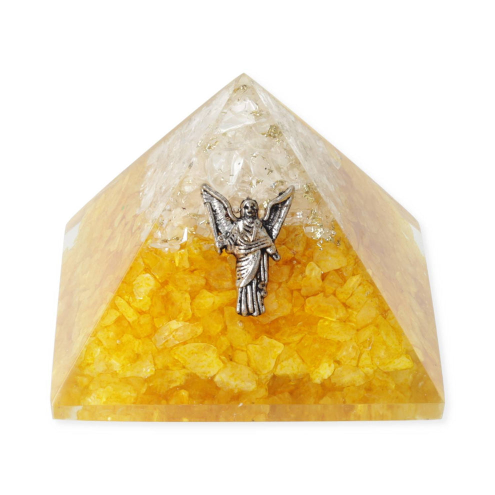 Orgonite Pyramid – Citrine and Crystal with Archangel Uriel