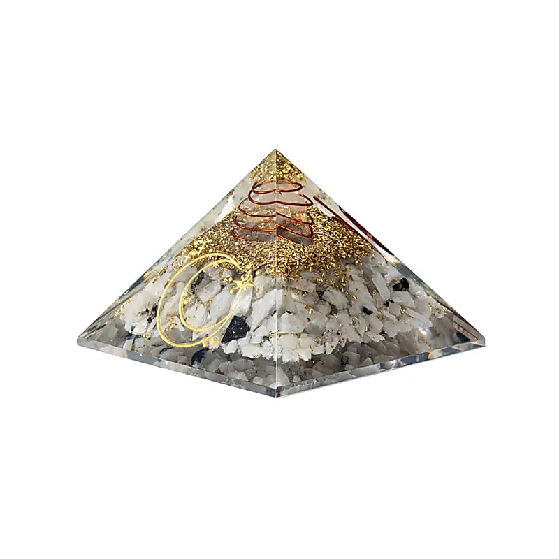 Orgonite Pyramid – Moonstone with Moon Symbol