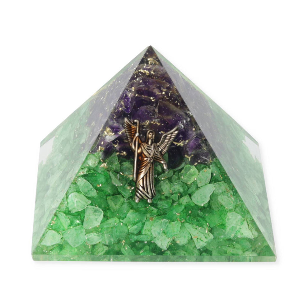 Orgonite Pyramid – Peridot and Amethyst with Archangel Raphael