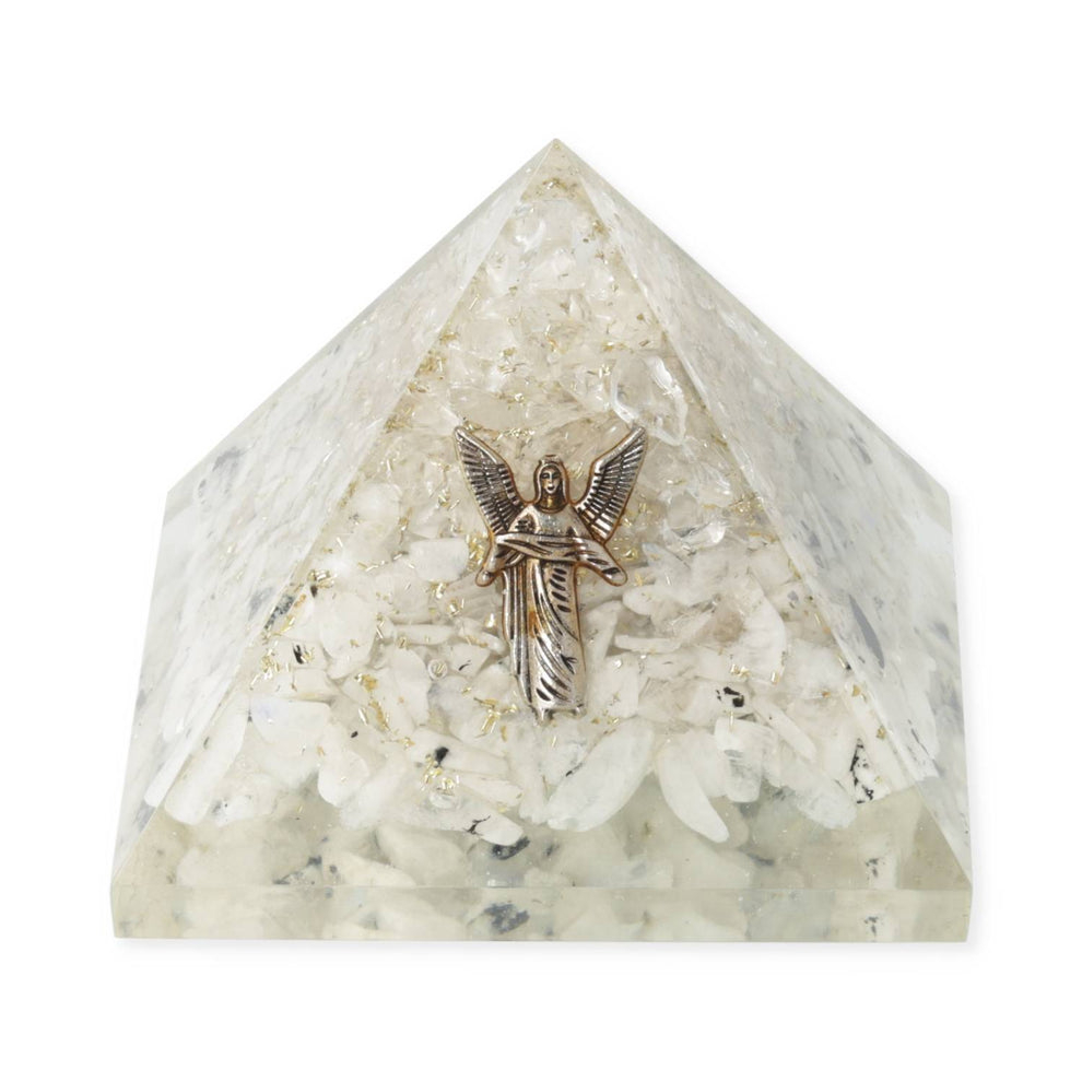 Orgonite Pyramid – Rainbow Moonstone and Crystal with Archangel Gabriel