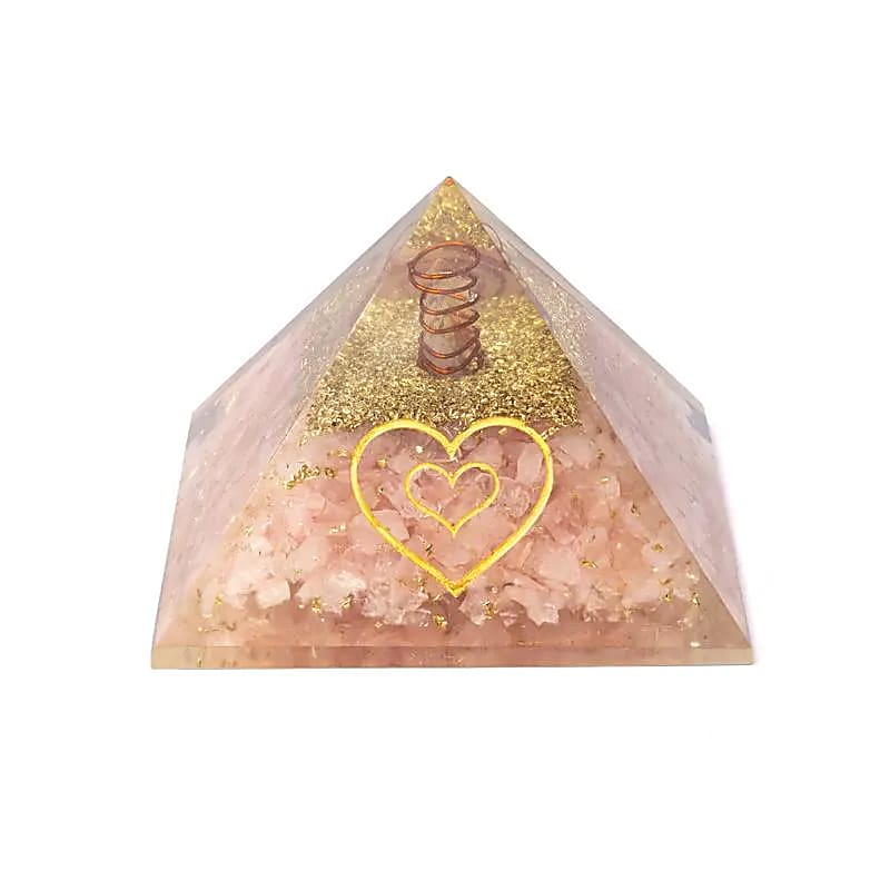 Orgonite Pyramid – Rose Quartz with Heart
