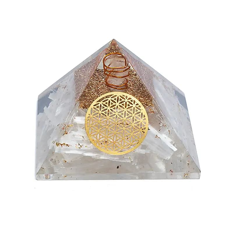 Orgonite Pyramid – Selenite Flower of Life
