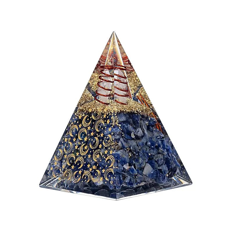 Orgonite Pyramid – Sodalite with Moon and Stars