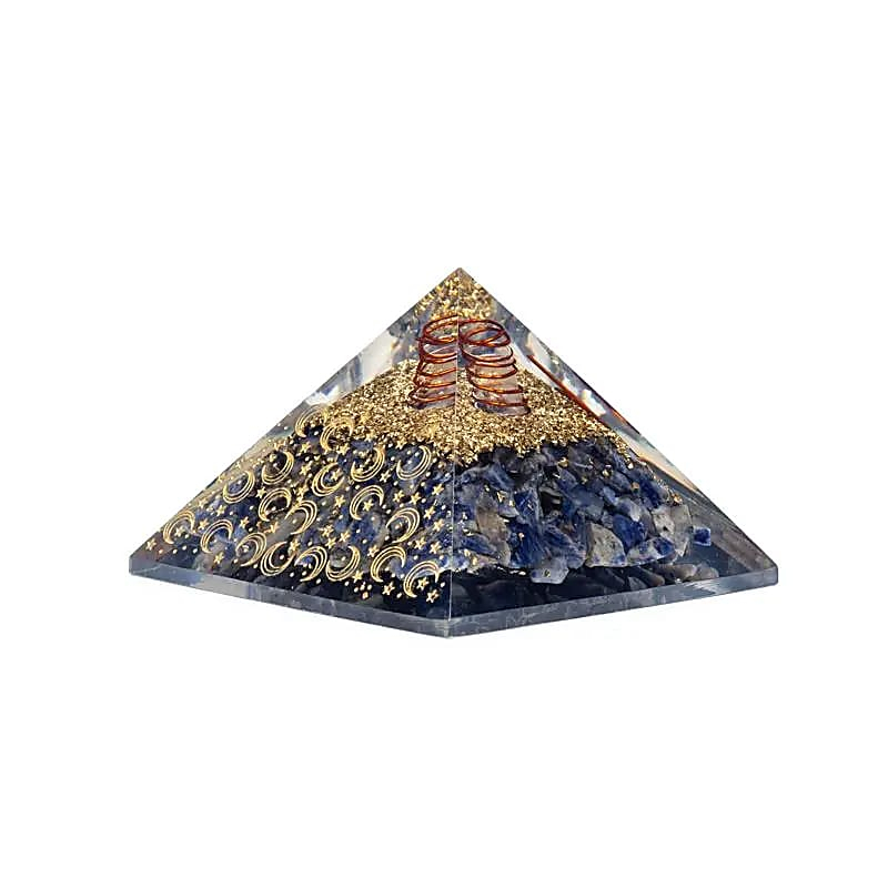 Orgonite Pyramid – Sodalite with Moon and Stars