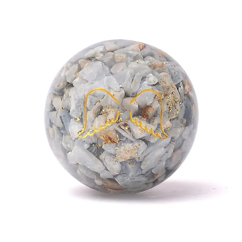 Orgonite Sphere – Angelite with Angel Wings