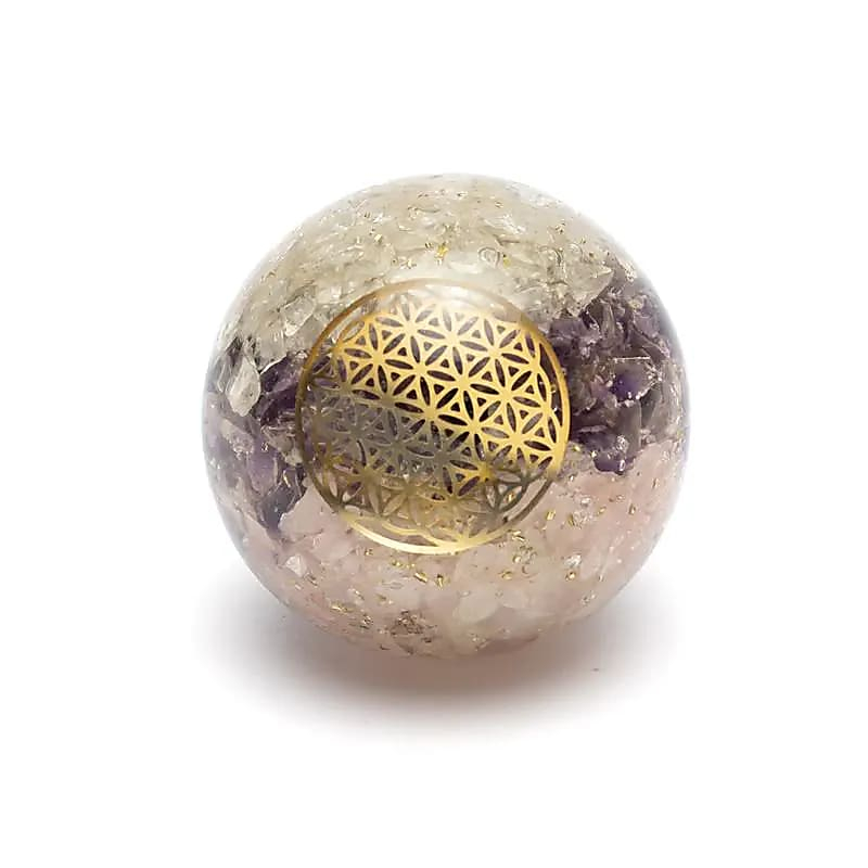 Orgonite Sphere – Golden Triangle Flower of Life