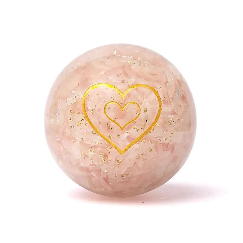 Orgonite Sphere – Rose Quartz with Heart