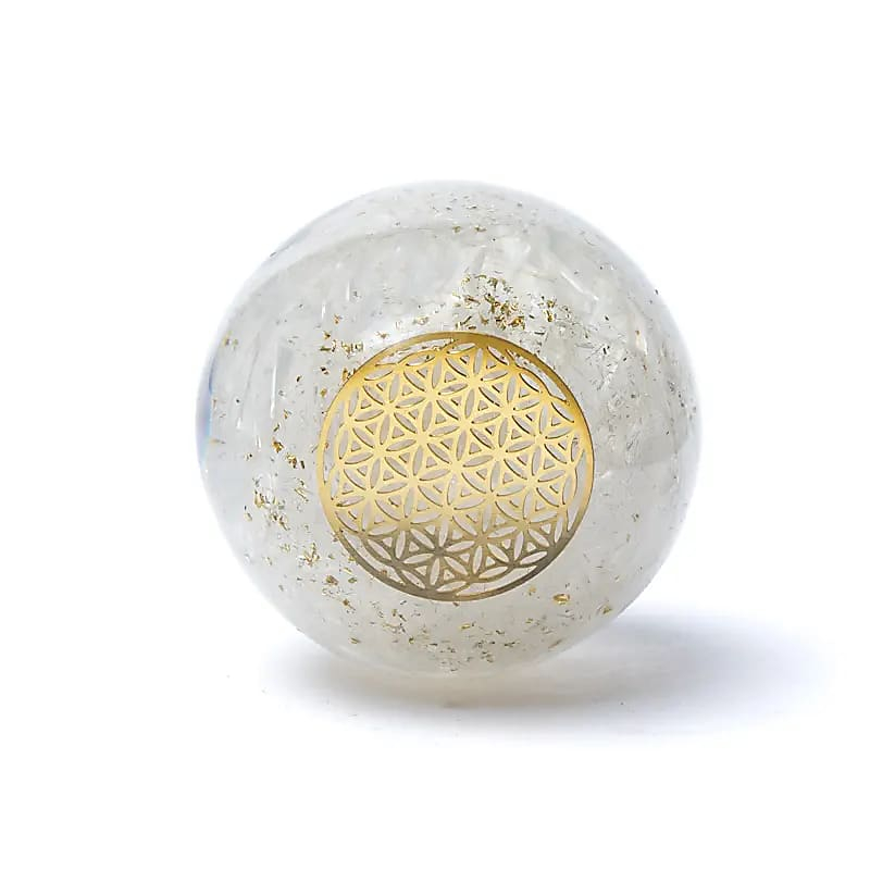 Orgonite Sphere – Selenite Flower of Life