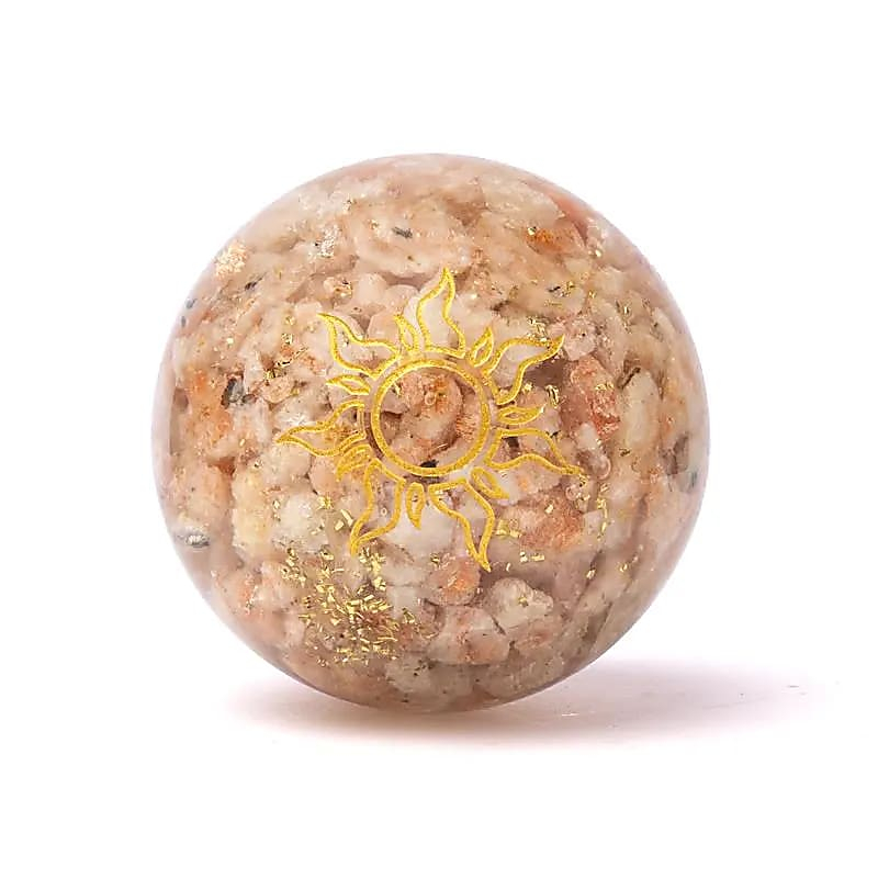 Orgonite Sphere – Sunstone with Sun Symbol