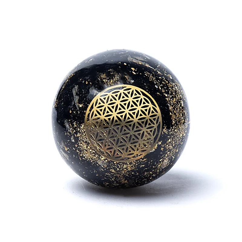 Orgonite Sphere – Tourmaline Flower of Life