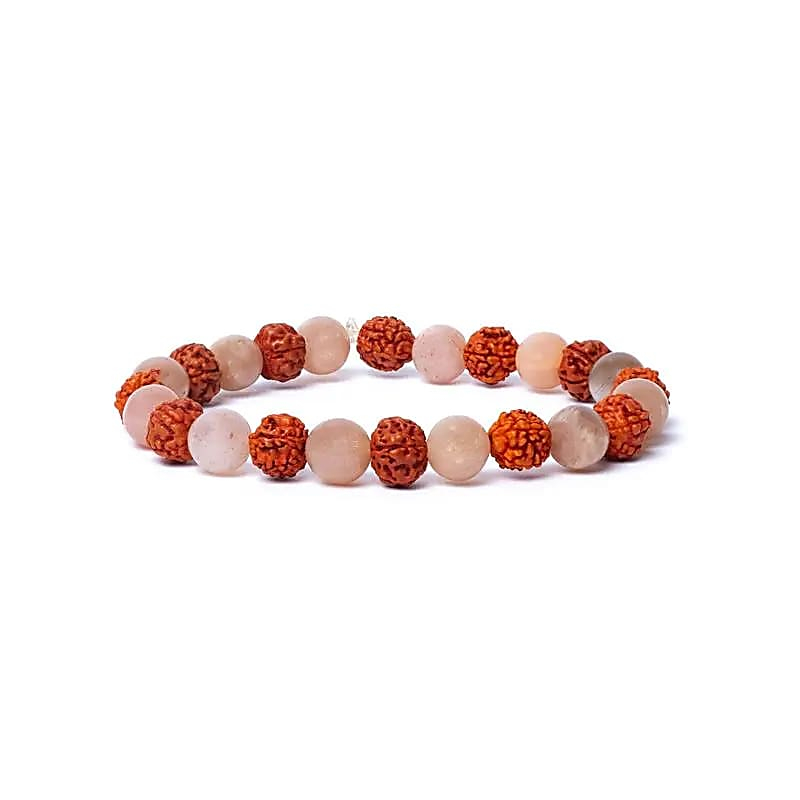 Rudraksha Bracelet and Peach Moonstone of AA Quality