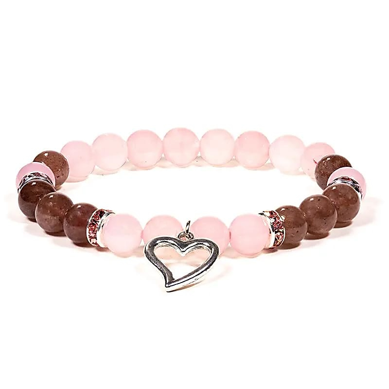 Ruženín Bracelet and Strawberry Quartz with Heart, Elastic