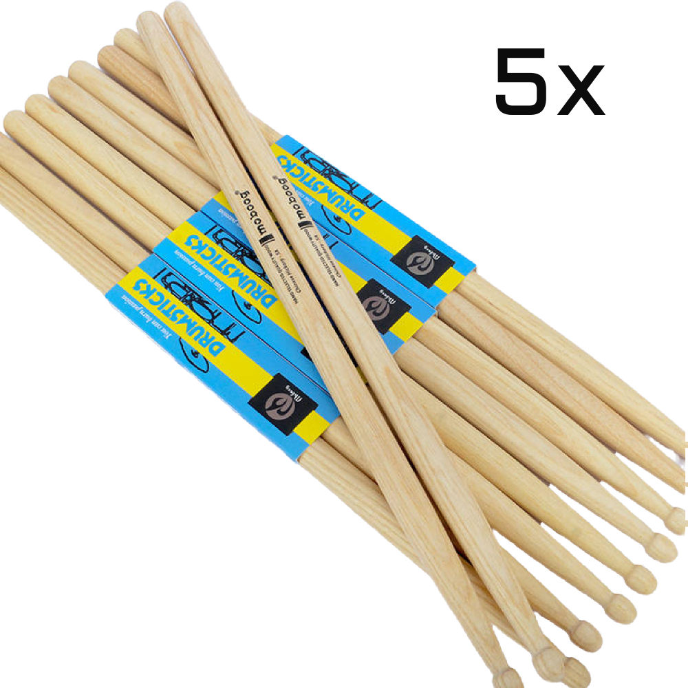 Set of 5 Moboog Premium 5A Maple Drumsticks
