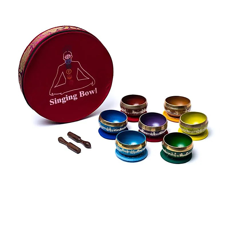 Set of Chakra Tibetan Singing Bowls with Bag