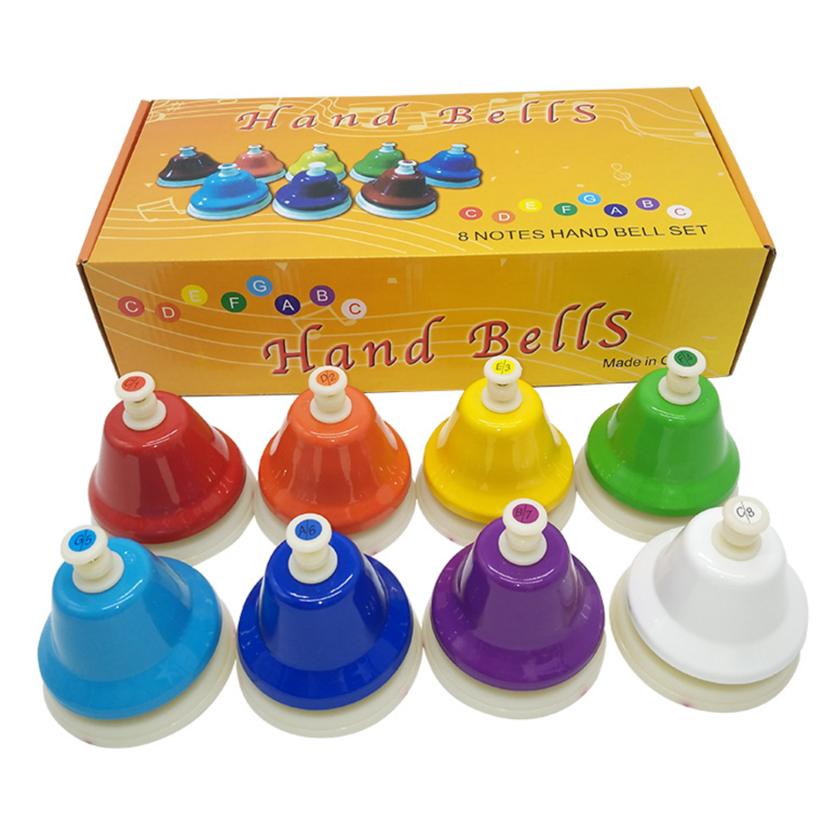 Set of loaded colorful bells - 8 tones