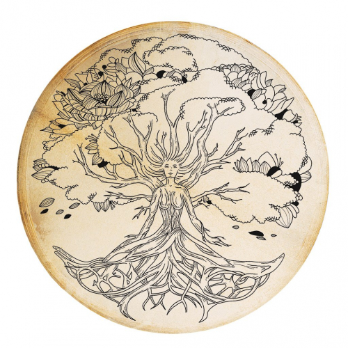 Shamanic Drum Goddess Tree Circle 50cm - Goat Skin