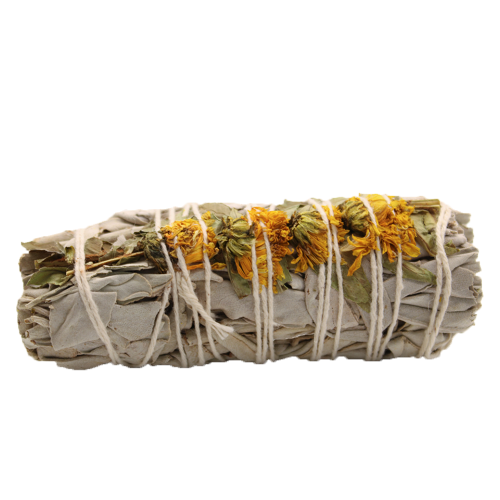 Smudge 10cm - White Sage and Sunflower