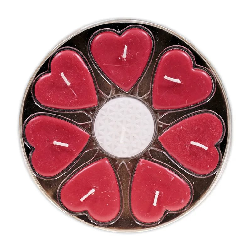 Tea candles ROSE in heart shape 7 + 1 pcs flower of life