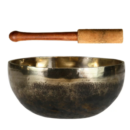 Tibetan Hand-Hammered Singing Bowl 250-300 g with Mallet and Cushion from Nepal