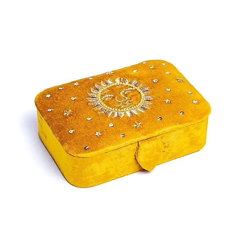 Velvet Jewelry / Tarot Box - Yellow with the Sun