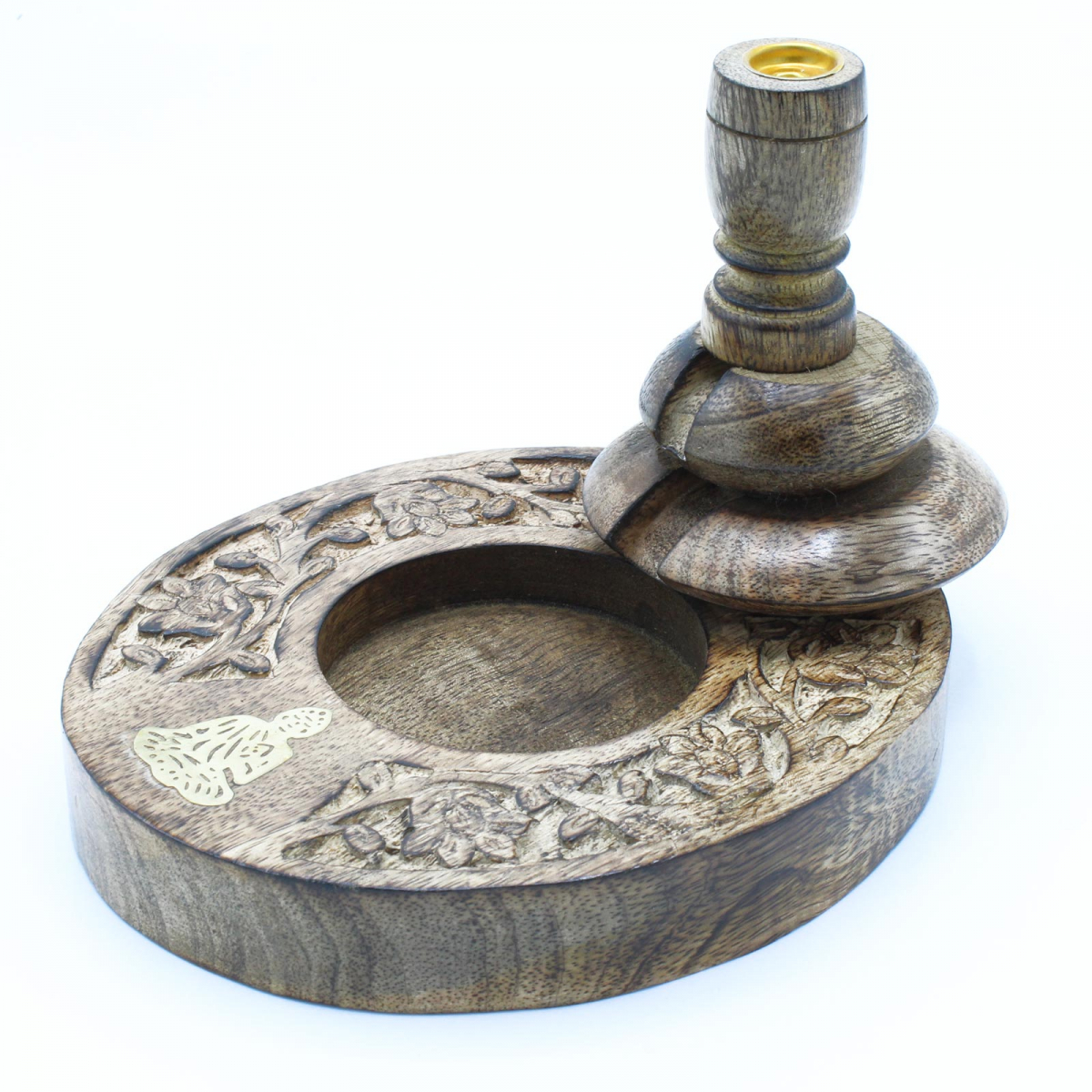 Wooden Cone Incense Burner - Medium - Buddha
