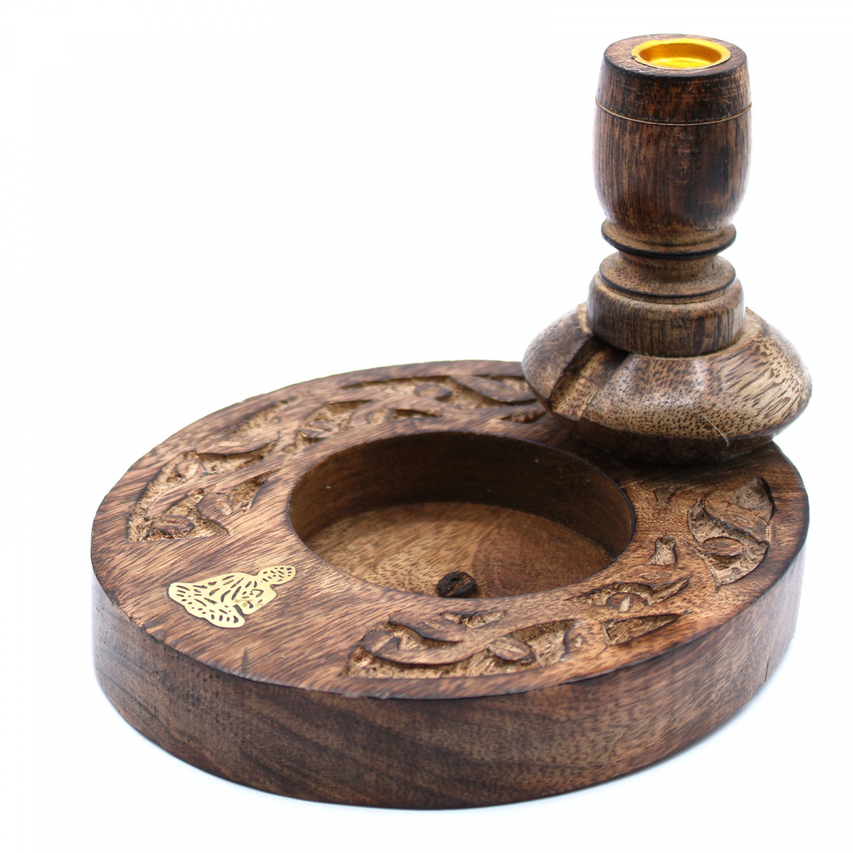 Wooden Cone Incense Burner - Small Buddha